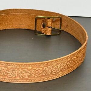 Vintage Handpainted Floral Women’s Steerhide Belt - Size 34-36